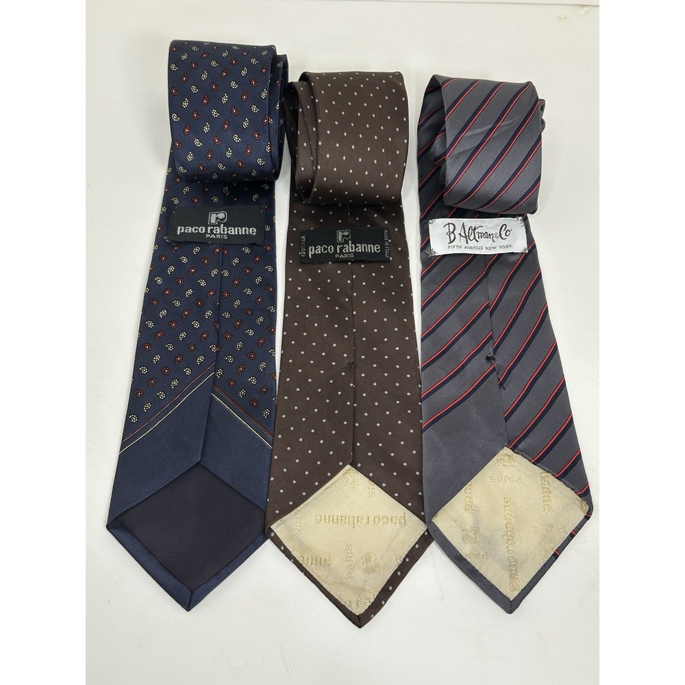 Paco Rabanne, Men's Neckties,‎ Lot Of 3, Multicolor/Pattern - Picture 2 of 6
